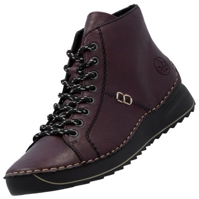 Rieker Damen Stiefelette Halbschuh Bordeaux Rot 71510-30 Komfort Fleecefutter