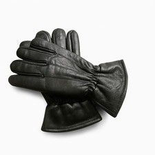 Mens Black Thinsulate Insulated Fleece Lined Winter Warm Thermal Leather Gloves
