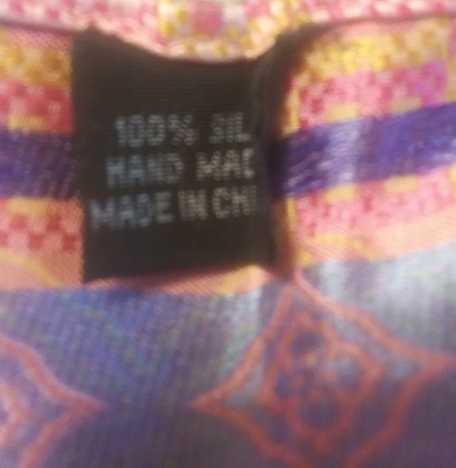 Corbata de cuello de seda y cuadrado de bolsillo Steven Land EL GRAN NUDO ~ rosa/púrpura/amarillo ~ largo ~ k Foto 2 de 4