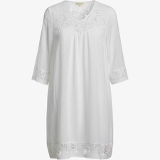 Indigo Rose White Lace Trim Shift Dress Small Boho Cottagecore V-Neck