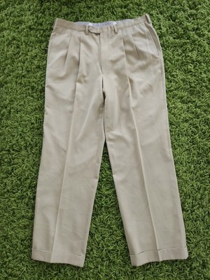 Luciano Barbera Pants Mens Beige Wool Dress Trousers Made in Italy W/pleats 50EU