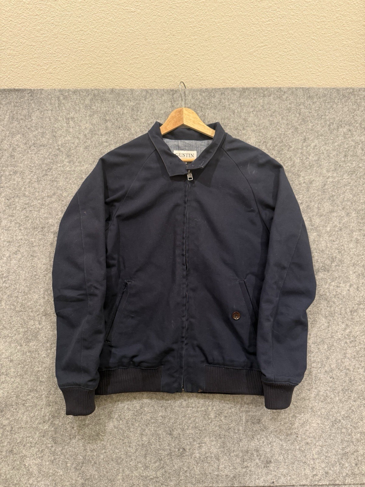 Gustin Harrington Jacket Navy Blue Canvas 100% Cotton USA Made Baracuta