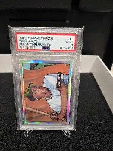 1998 Bowman Chrome 1951 Reprint REFRACTOR Willie Mays - PSA 9 - SP