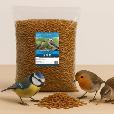 5 kg Getrocknete Mehlwürmer Futterbauer ? 100% Naturfutter für Wildvögel, Fi