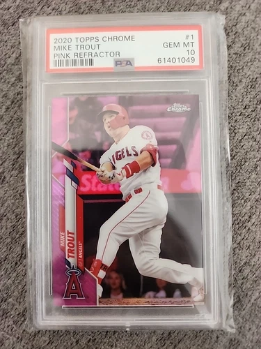 Mike Trout 2020 Topps Chrome PINK Refractor #1 PSA 10 Los Angeles Angels Low Pop