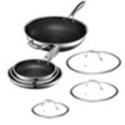 HexClad Hybrid Nonstick 7-Piece Cookware Set, 8'', 10'', and 12'' Pans with Lids