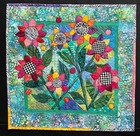 Handcrafted Mini Wall Art Quilt.  Batik Wild  Summer Garden #2  Eyecandyfabrics — photo 1