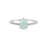 Cavill Ring Sterling Silber Platin GrüN Aqua-Chalzedon 1,12Ct Echtschmuck Damen