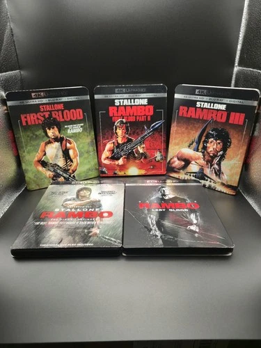 Rambo 1-5 (4K UHD + Blu-Ray, No Digital) Slipcover First, Last Blood Stallone VG