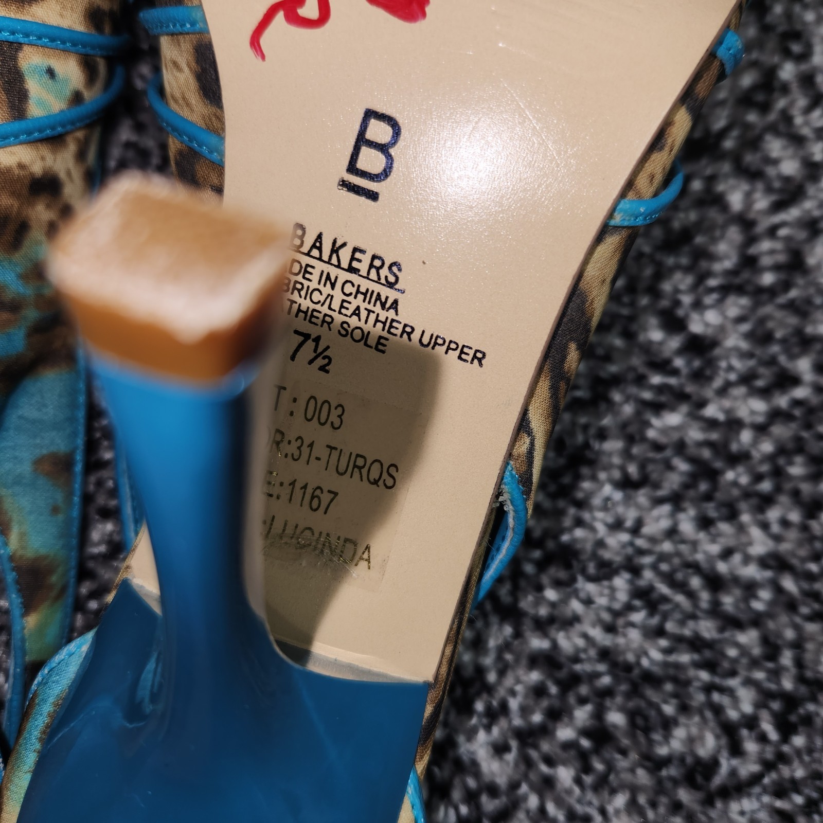 Y2k Vtg 90's BAKERS 'Lucinda’ Leopard Cheetah Print Teal Open Toe Hi Heels Sz7.5