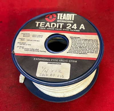 TEADIT STYLE 24 A VALVE STEM PACKING DIMENSIONS: 1/4'' X 12'