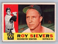 Roy Sievers Washington Senators 1960 Topps #25 Vintage Baseball Card
