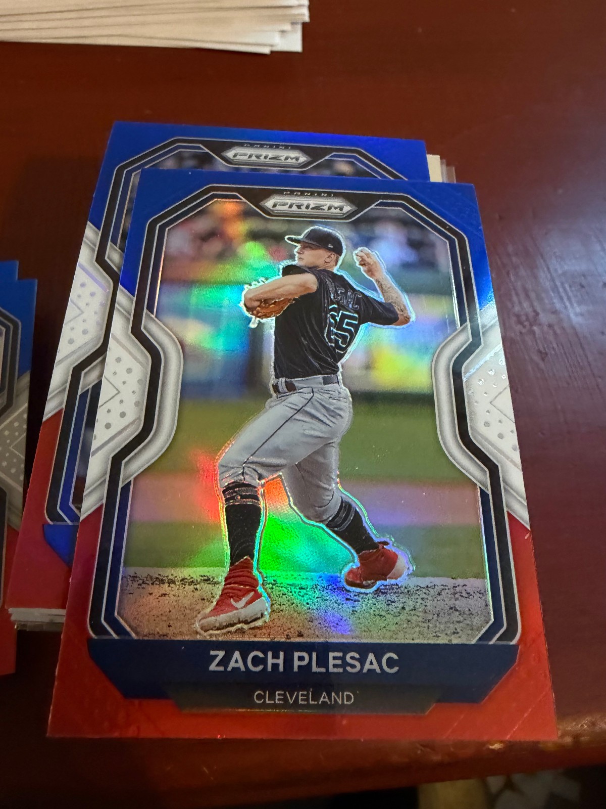 2021 Panini Prizm Red White Blue Zach Plesac Cleveland Indians #42