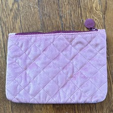 Ipsy Pink Quilted Makeup Bag Fabric Zipper Co...
