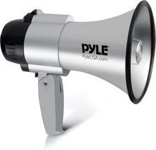 Pyle 30W Megaphone Speaker with Microphone, Loud Bullhorn One Size, Silver 