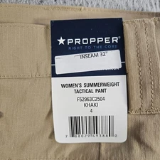 NEW Propper Lightweight Tactical Pants Women Khaki Size 4 Inseam 32