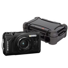 OM SYSTEM Tough TG-7 Digital Camera Black Bundle with Waterproof Hard Case