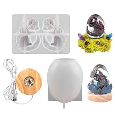 Epoxy Dragon Egg Mold with Lamp Base Silicone Resin Mold 3D for Night Lamp DIY