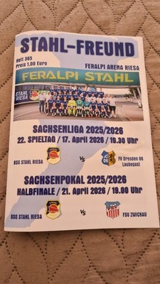 Stadionheft/Fussballprogramm Sachsenpokal 2025/26 BSG Stahl Riesa -FSV Zwickau