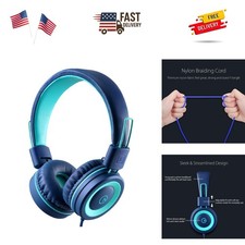 Kids Headphones - K11 Foldable Stereo Tangle-Free 3.5mm Jack Wired Cord On-Ea...