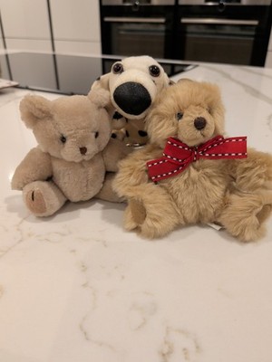 2 schöne kleine süße gelenkige Teddybären Fliege und Dalmatiner Plüsch