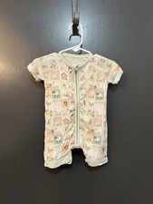 The Sleepy Sloth Bamboo Short Sleeve/Short Farm Animal Sz 3-6M Zip Up