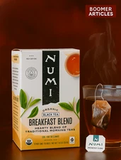 NUMI Organic Breakfast Blend Black Tea 18 Bags High Caffeine Non-GMO (PACK OF 2)