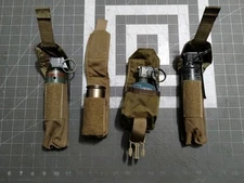 Lot Of 4 USGI Grenade Pouches 40MM, Frag & 2 Small Bangs. Coyote Brown 