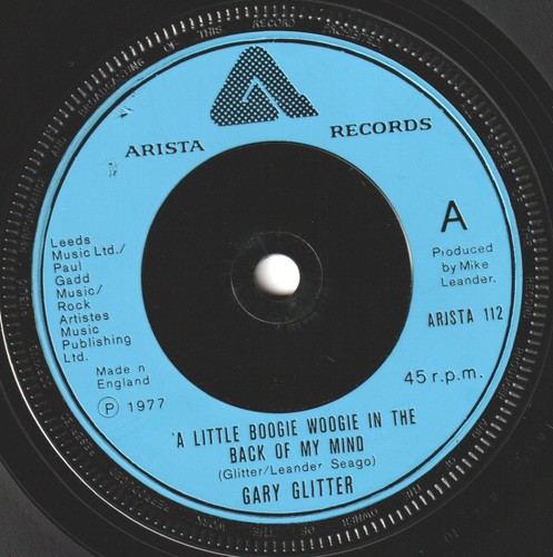 Gary Glitter A Little Boogie Woogie In the Back of My Mind 7" vinyl UK