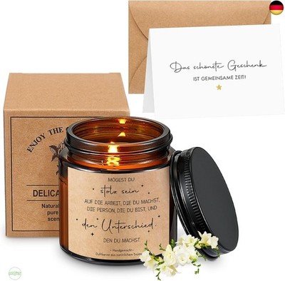 Sinmoe Geschenk für Freundin Duftkerze im Glas mit Spruch Freundschaft Kerze 