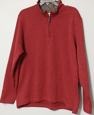 Wrangler Authentics Fleece Pullover Sweater Mens L 1/4 Zip Lightweight Burgundy