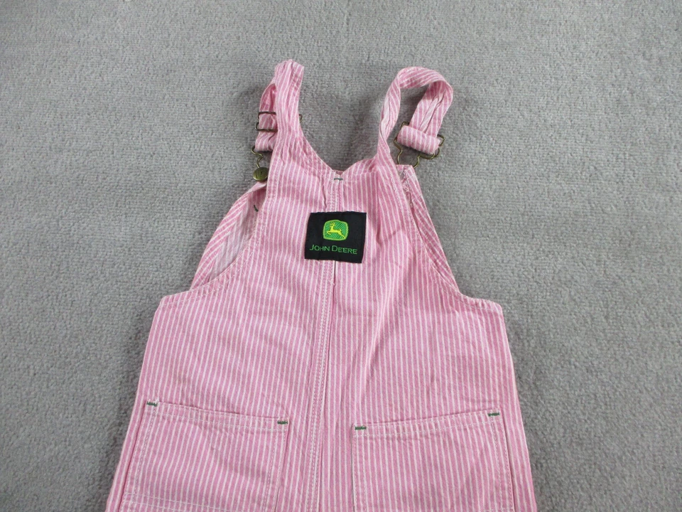 Mono John Deere Niñas 4T Rosa Rayas Babero Bolsillos Granjero Vaquera Ranchero Foto 4 de 4