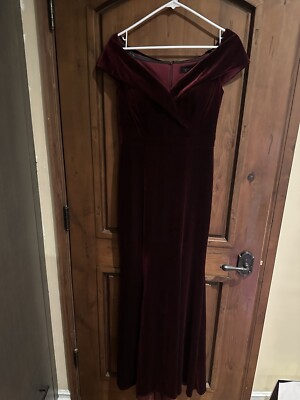 Aqua burgundy velvet evening gown size 6 long | eBay