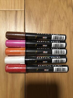 Marvy DecoColor Black Acrylic Paint Markers 5 Different Colors.