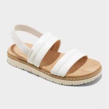 Girls White Slingback Sandals Casual Summer Shoes Elastic Strap Comfort New