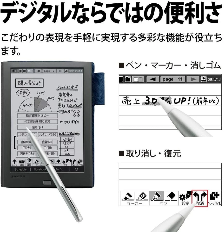 SHARP Electronic Notebook/Memo Electronic paper Display WG-PN1 Language Japanese - Image 4 of 4