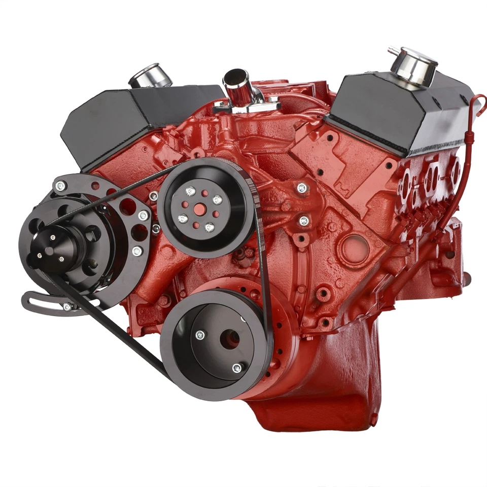 Kit de conversión de serpentina de bloque pequeño Chevy negro - solo alternador, LWP SBC Foto 4 de 4