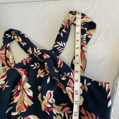 JOIE Jumpsuit Trenity Floral Halter Cropped Navy Blue Womens Size 0 Wide Leg - 第 8/11 張圖片