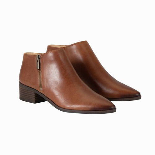 leather ankle booties low heel