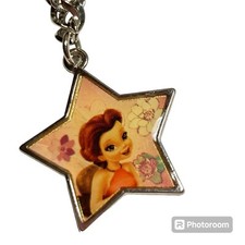 Vintage Disney Tinker Bell Rosetta Charm Bracelet Starter 8" Fairy Silver Tone