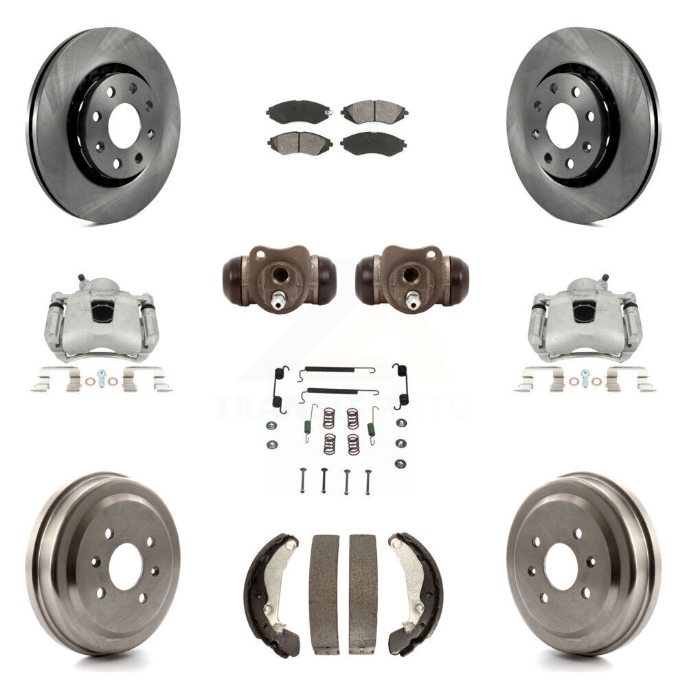 Front Rear Brake Caliper Rotor Drum Pad Shoe Cylinder Kit for Chevy Aveo