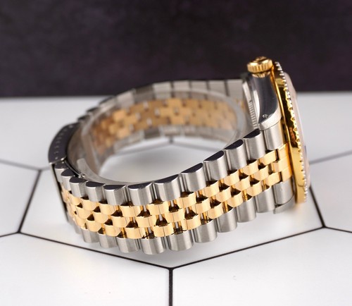Rolex da Uomo Datejust 36mm 18k Yg & Acciaio Iced 2.50ct Diamante Azzurro Dial - Foto 4 di 12