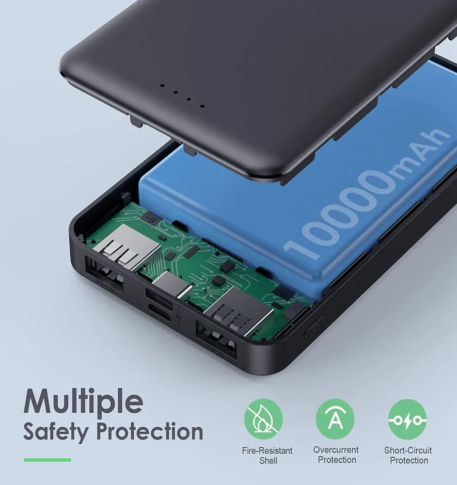 Power Bank 10000mAh Backup Battery 2 USB Cell Phone Smartphone Portable Charger