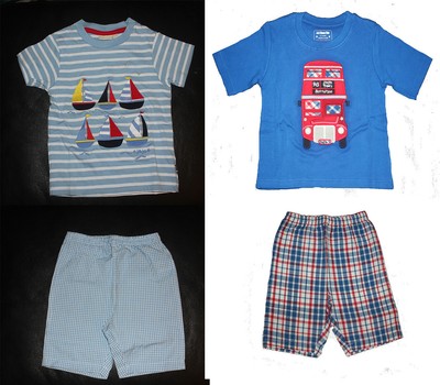 Ex Jojo Maman Bebe Baby Boys 2 Pc Cotton Pyjama Pj Top Shorts Set 12 18 24 Ebay