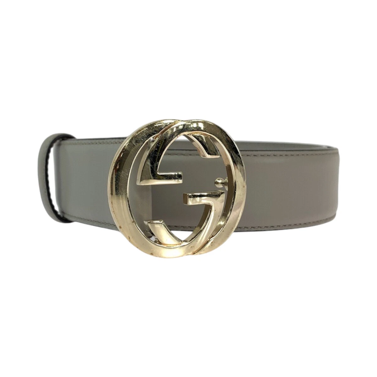 Ceinture GUCCI Interlocking 546386 Greige GoldHardware cuir GG