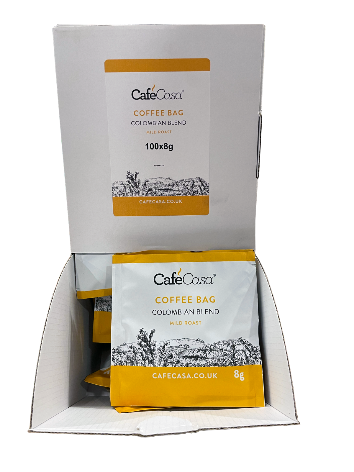 CafeCasa Colombian Blend Mild Roast Coffee Bags 100 x 8g Ground Coffee