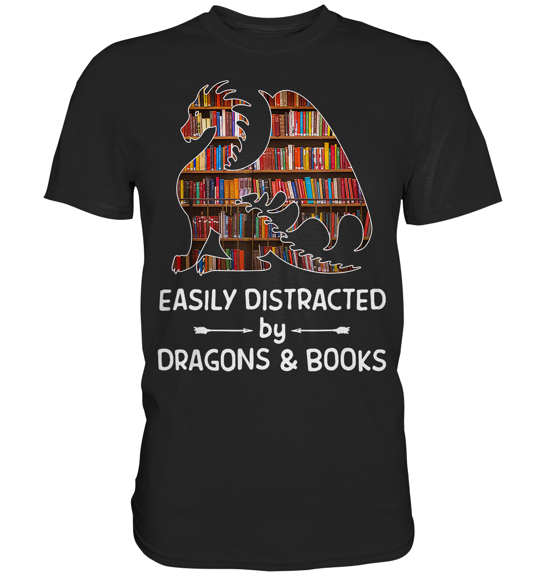 ALTRA T shirt Easy distracted by Dragon and Books libro drago verme da libro lettura