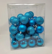 Vickerman 48 Christmas Ornaments Turquoise Matte/Shiny/Glitter/Sequin 2.4" Ball