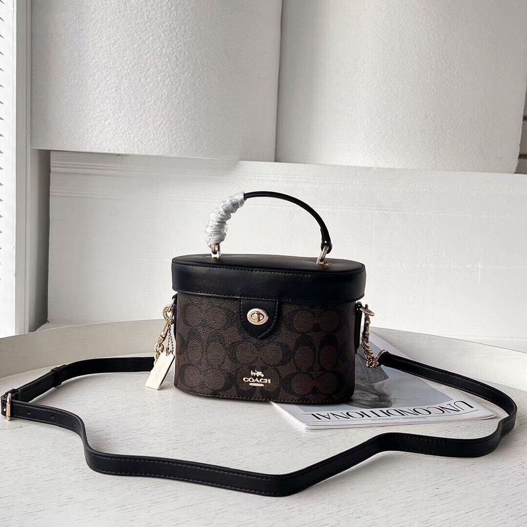COACH ブラック ボストンバッグ 2way COACH 2way 78277 Vanity bag Shoulder Bag turnlock leather