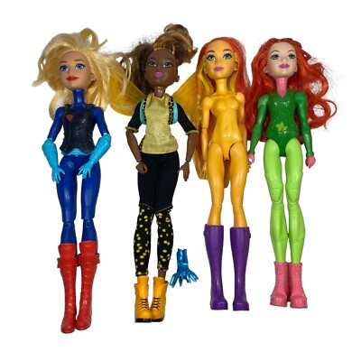 DC Mattel Barbie Lot 4 Dolls Super Hero Girls Poison Ivy Bumble Bee Starfire